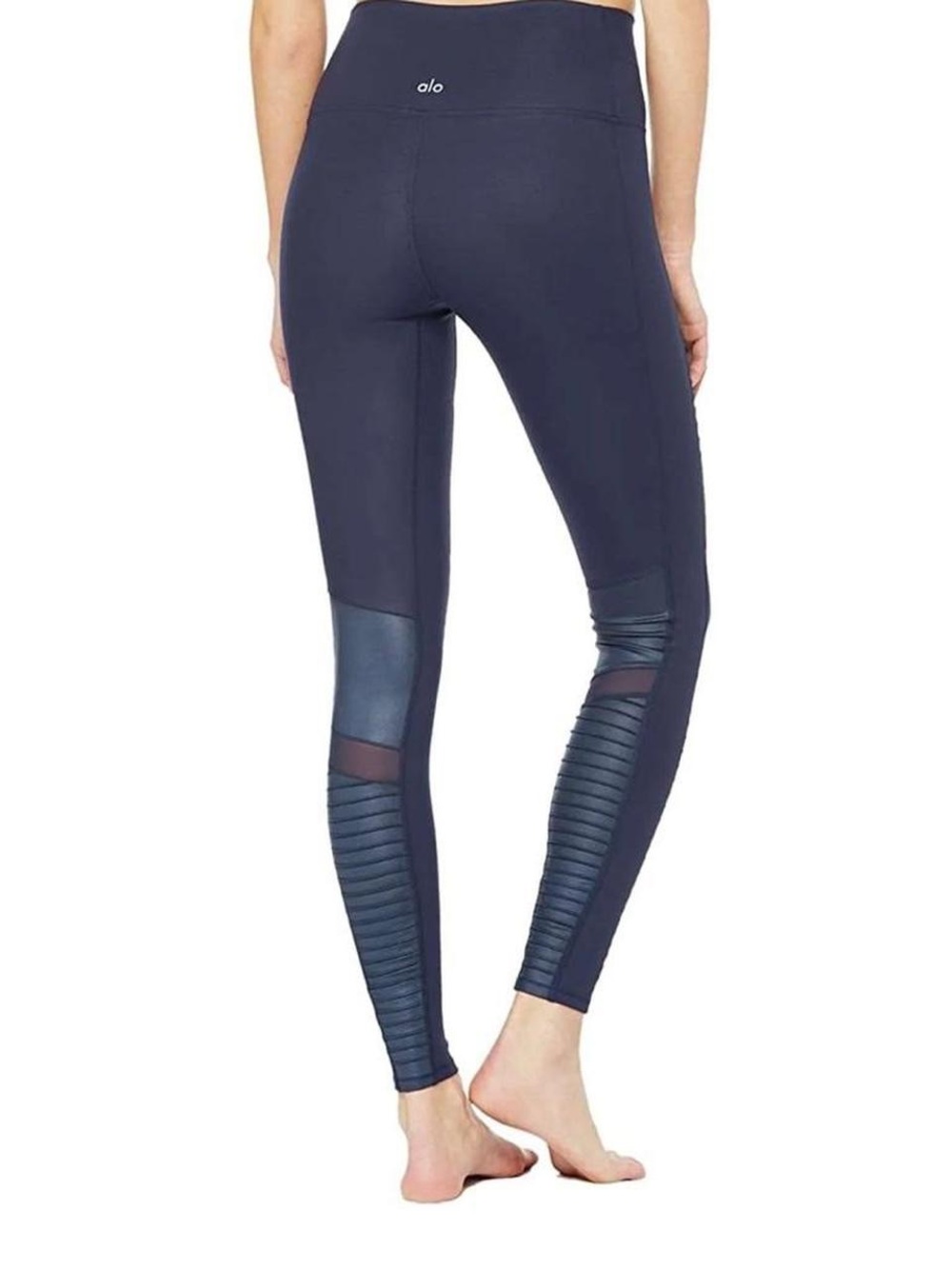 Alo Yoga | Navy Blue High-Waist Moto Sport Leggings - Picture 2 of 6